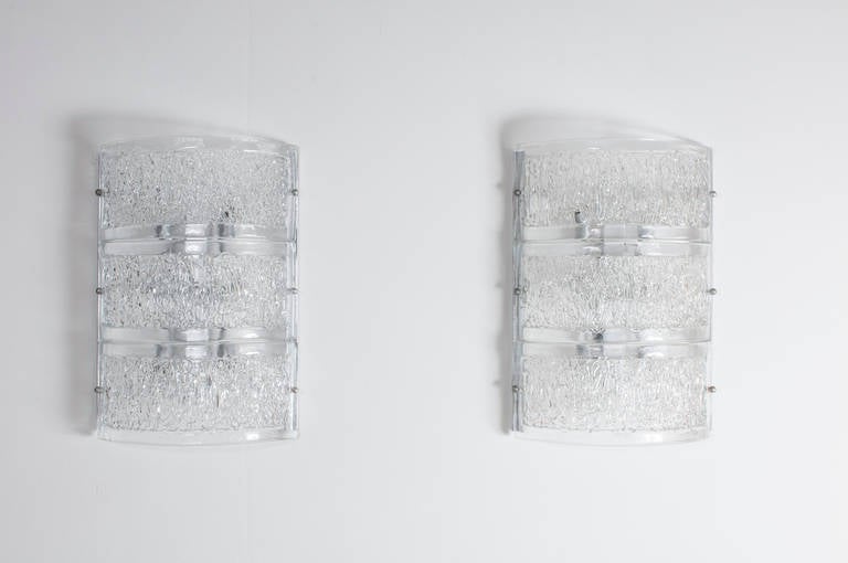 Modern Pair of Sconces in Murano Glass with clear color fibers 2000s Italy For Sale 1
