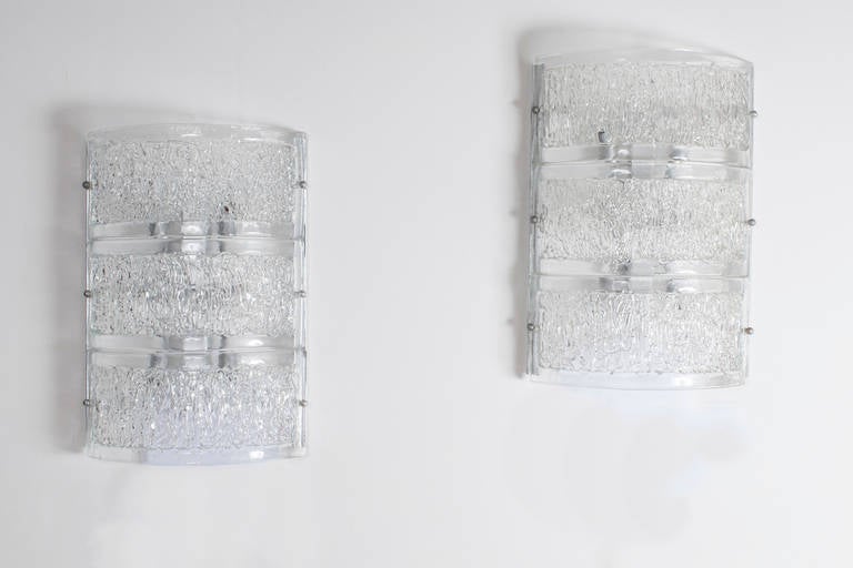 Modern Pair of Sconces in Murano Glass with clear color fibers 2000s Italy For Sale 2