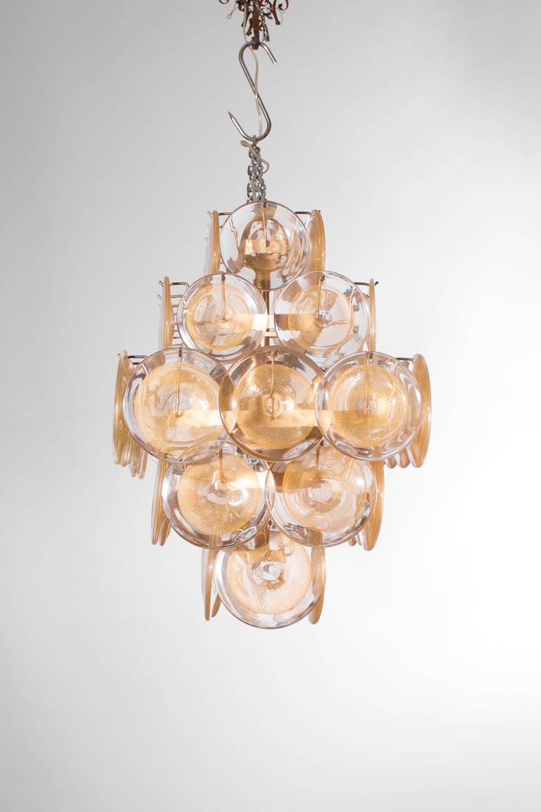 Hand-Crafted Italian Mid-Century Murano Chandelier, Attributed to Mazzega, circa 1970s