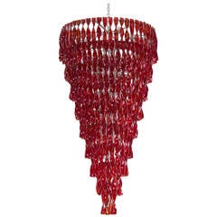Italian Red Chandelier in Murano Glass, circa 1970s
