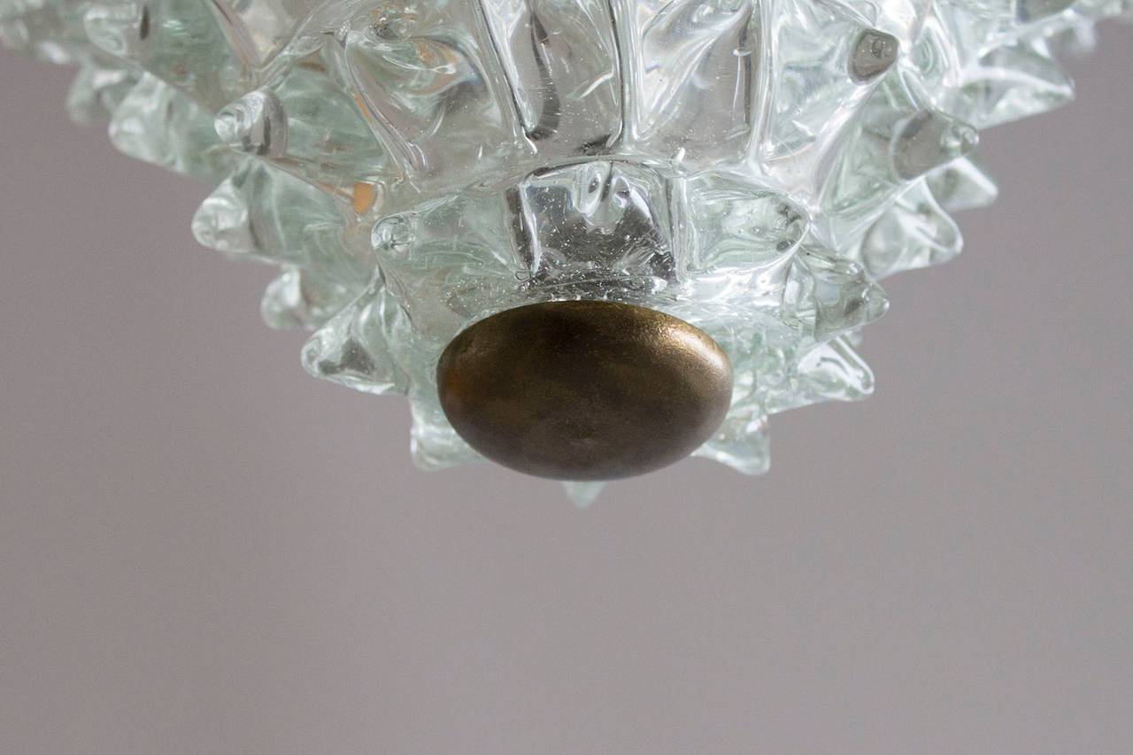 Italiano Sospensione senza tempo con vetro soffiato di Murano in tonalità chiara 1940 Italia in vendita