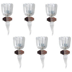 Antique Six Italian sconces, in the Seguso style circa 1950s.