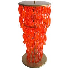 Italian Floor Lamp with Twisted Glass in Light Orange, from circa 1955s