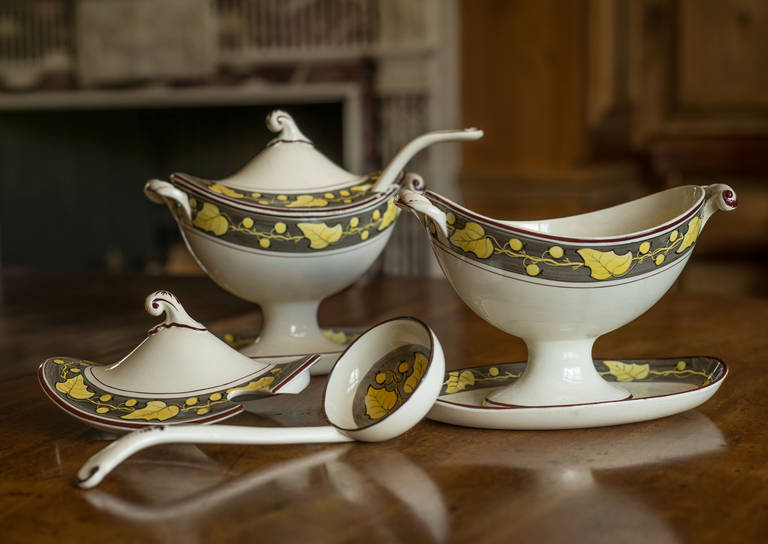 British Pair of Davenport Creamware Tureens and Covers For Sale