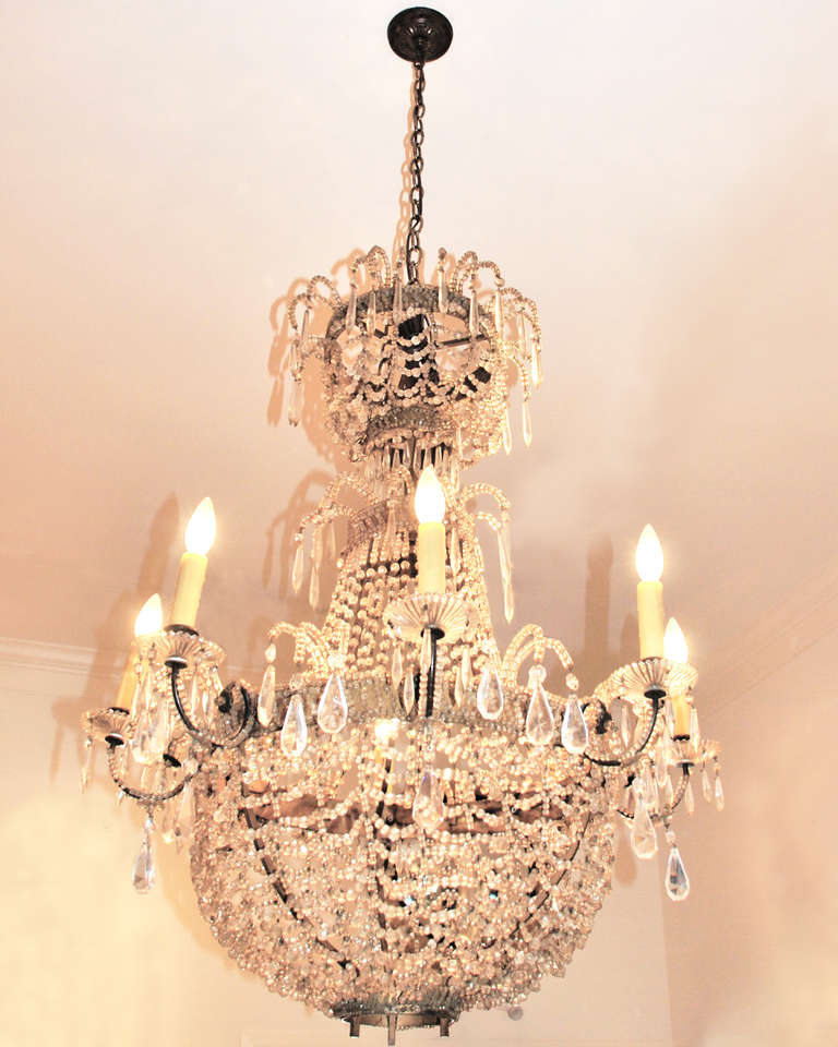 Italian Crystal Chandelier In Good Condition For Sale In Houston, TX