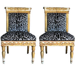 18th Century Pair of French Painted Chairs