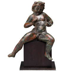 Ancient Hellenistic Bronze Figure of a Satyr or Faun, 100 BC