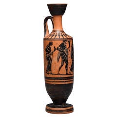 Ancient Greek Attic Black Figure Pottery Lekythos, 490 BC