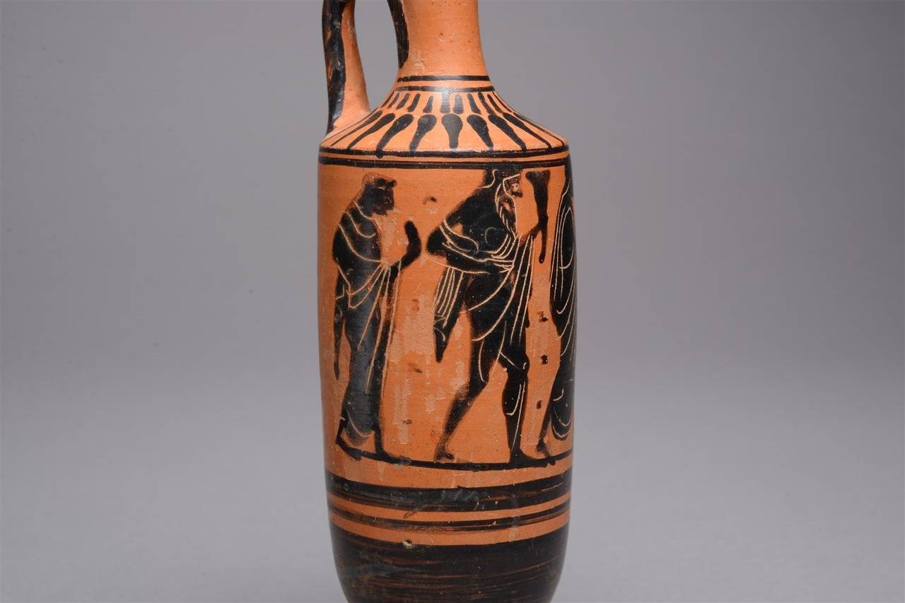 18th Century and Earlier Ancient Greek Attic Black Figure Pottery Lekythos, 490 BC