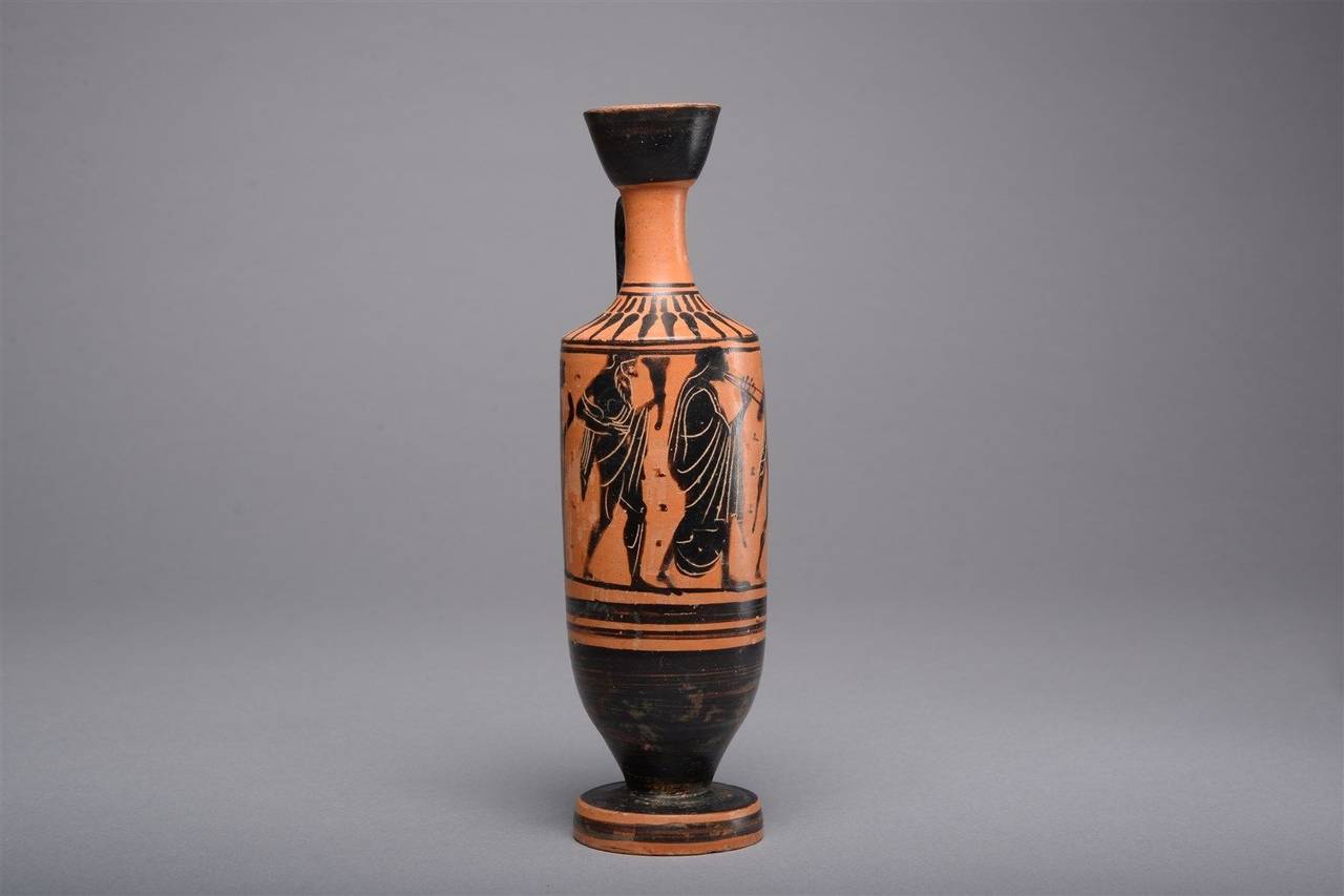 Ancient Greek Attic Black Figure Pottery Lekythos, 490 BC In Excellent Condition In London, GB