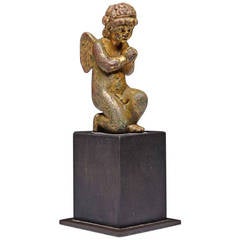 Christliche Putto- oder Cherub-Figur aus vergoldeter Bronze der Renaissance