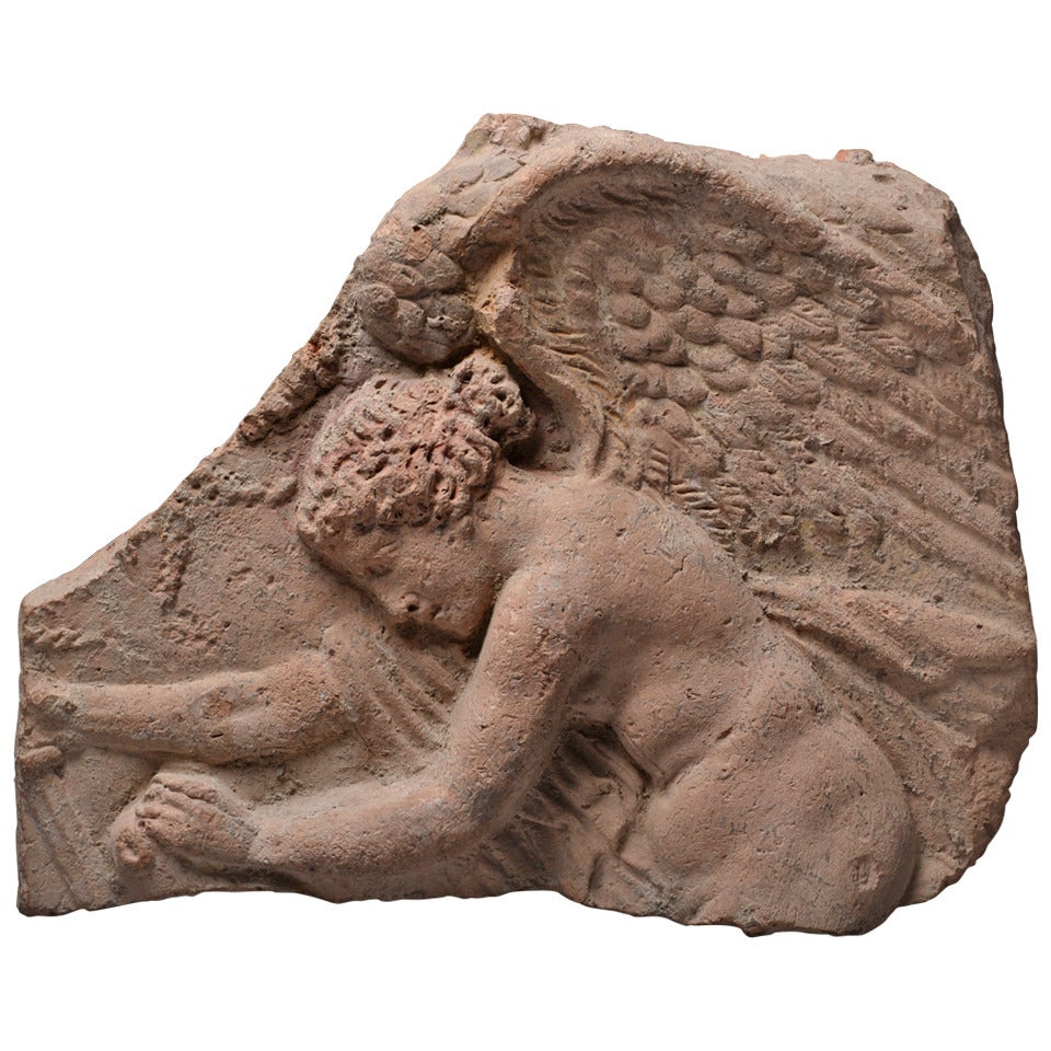 Ancient Roman Campana Terracotta Relief of Victory Slaying a Bull