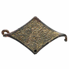 Antique Early Medieval Anglo Saxon, Gilt Bronze Arabesque Style Strip Brooch