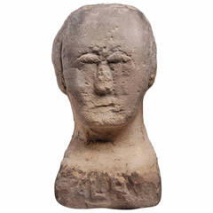 Antique Ancient British Iron Age Celtic, Stone Carving of a Human Head