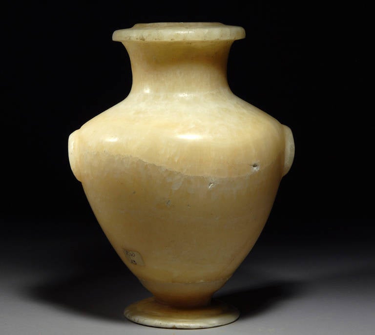 Ancient Egyptian Ptolemaic Alabaster Hydria Vessel In Excellent Condition In London, GB