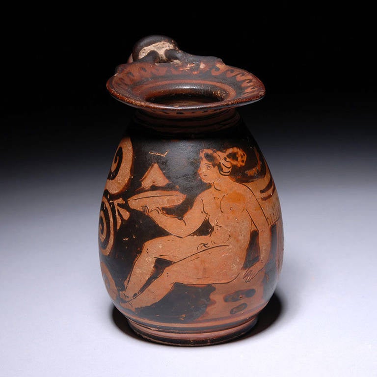 Ancient Greek Apulian Red Figure Olpe