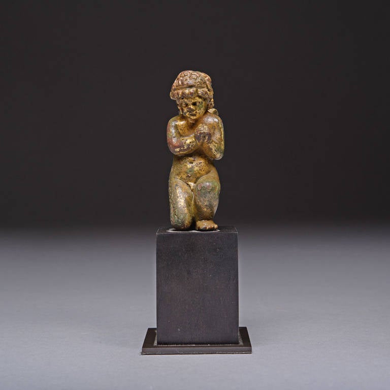 German Renaissance Christian Gilt Bronze Putto or Cherub Figure