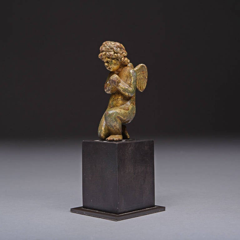 Renaissance Christian Gilt Bronze Putto or Cherub Figure In Good Condition In London, GB