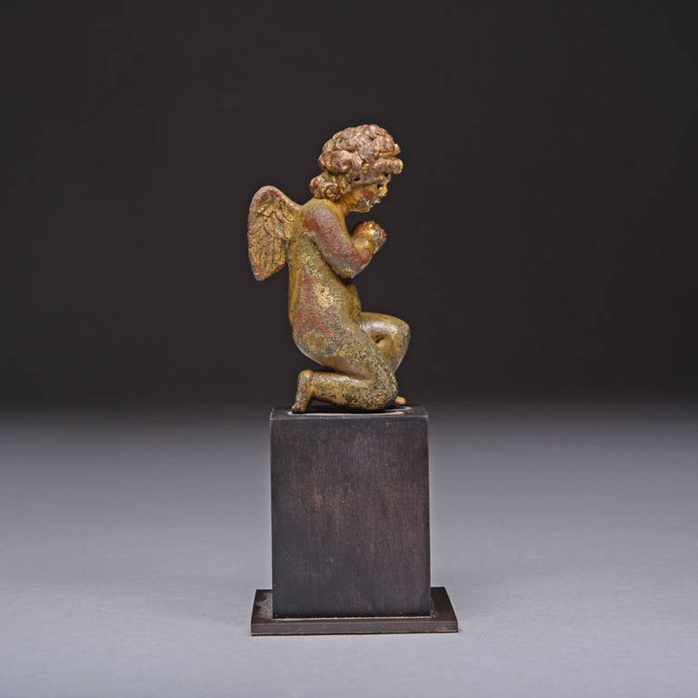 18th Century and Earlier Renaissance Christian Gilt Bronze Putto or Cherub Figure