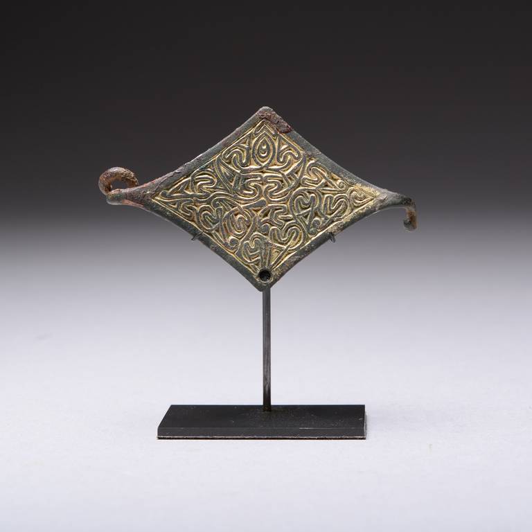 English Early Medieval Anglo Saxon, Gilt Bronze Arabesque Style Strip Brooch