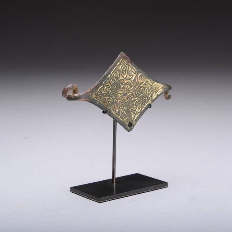18th Century and Earlier Early Medieval Anglo Saxon, Gilt Bronze Arabesque Style Strip Brooch