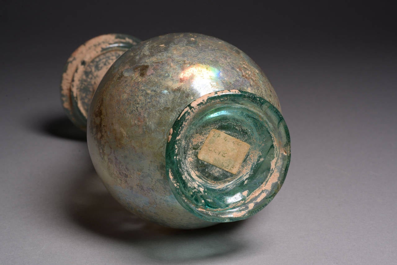 Classical Roman Elegant Ancient Roman Green Glass Jug, 2nd Century AD