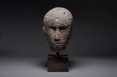 Ancient British Celtic Iron Age Stone Carving of a Human Head, 50 BC