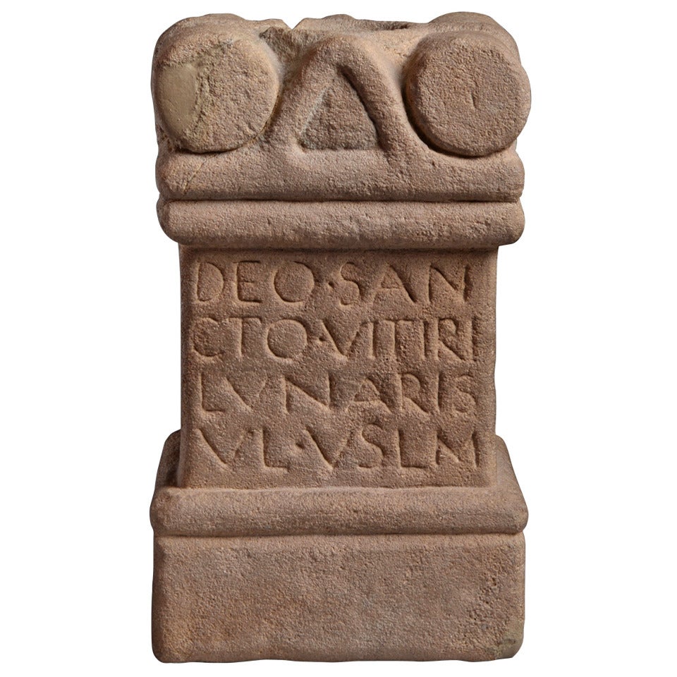 Ancient Roman Stone Carving Votive Altar for the God Vitris