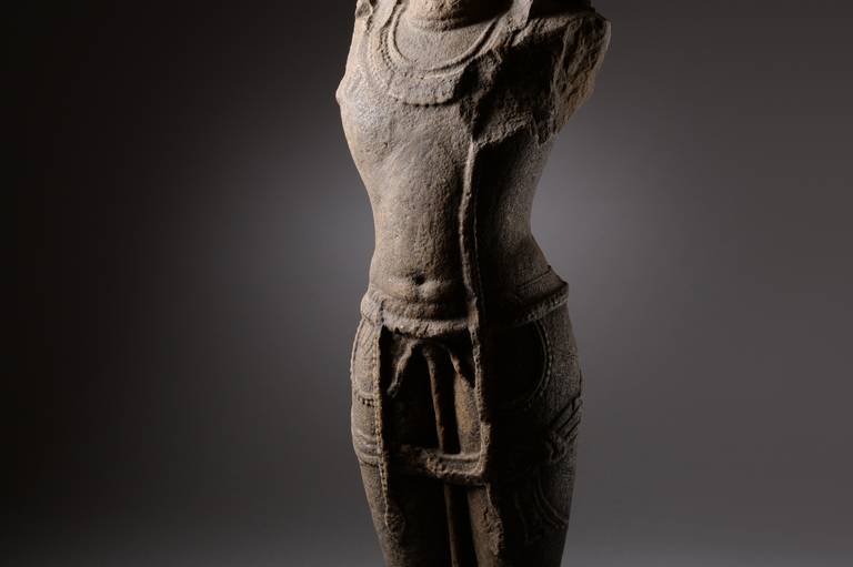 Ancient Indian Hindu Sandstone Statue of a God, Possibly Vishnu 5