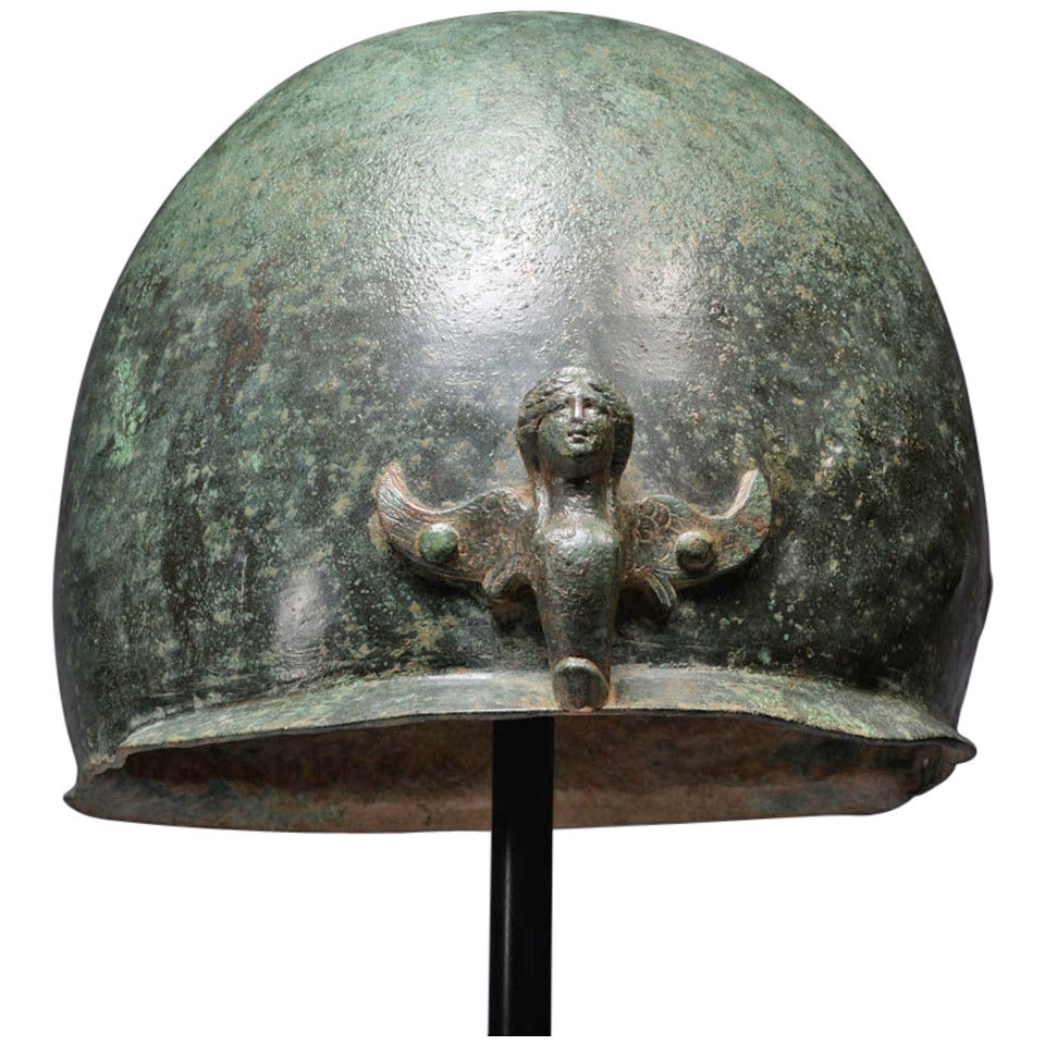 Ancient Roman Bronze Mannheim Helmet with Siren Decoration, 50 BC