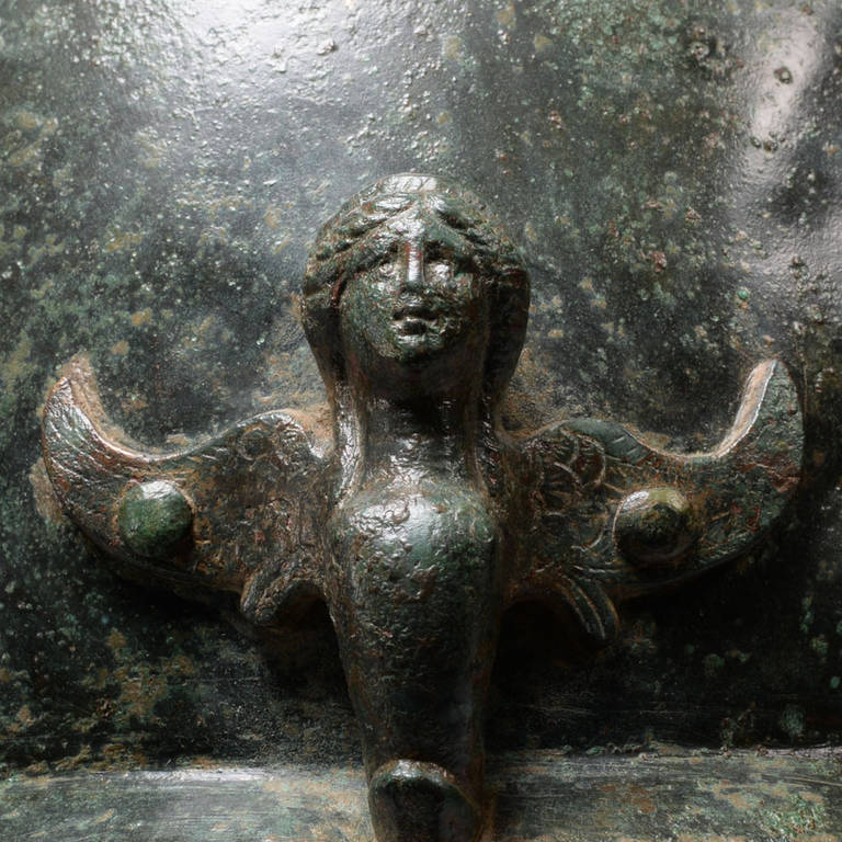 Unknown Ancient Roman Bronze Mannheim Helmet with Siren Decoration, 50 BC