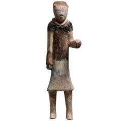 Ancient Chinese Han Dynasty Pottery Attendant Figure, 206 BC