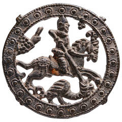 Antique Medieval Pewter Pilgrim Souvenir, Badge of St. George, 1400 AD