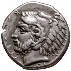 Ancient Greek Silver Tetradrachm of Kamarina Sicily, 425 BC