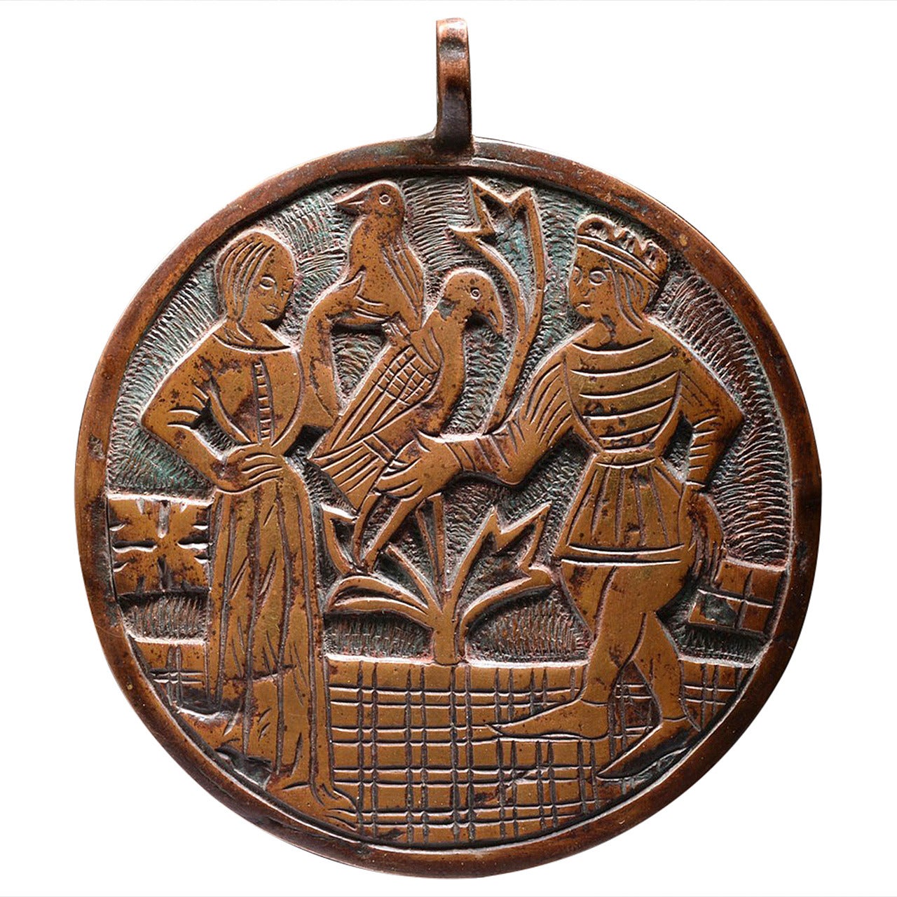 Medieval Bronze Heraldic Horse Pendant or Livery Badge, 1380