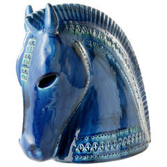 Big Rimini Blu Horsehead by Aldo Londi for Bitossi