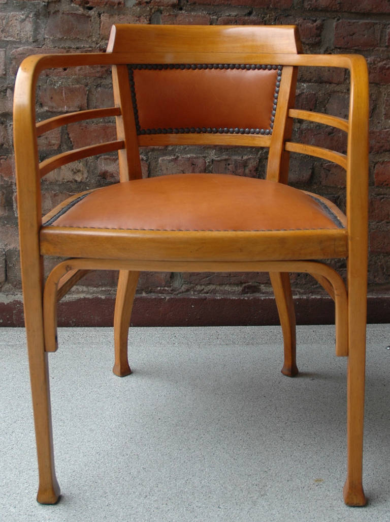 In the beginning of the 20. century the Wiener Werkstätte artist Joseph Maria Olbrich created this arm chair for Thonet.

Literature: Dorotheum Vienna, Auction 05. June 2003, Lot 12

New leather upholstery