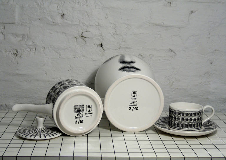 Modern Tea Set by Piero Fornasetti, limited edition of 10 pieces