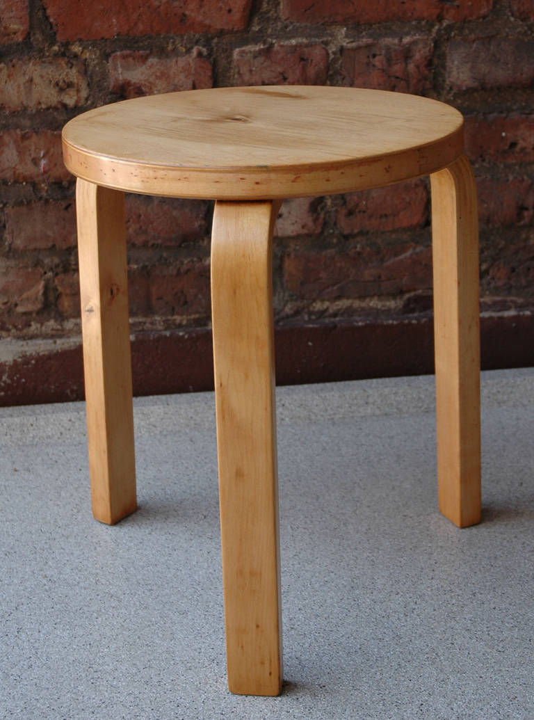 Finnish Stool 60 by Alvar Aalto and distributed by Finmar For Sale