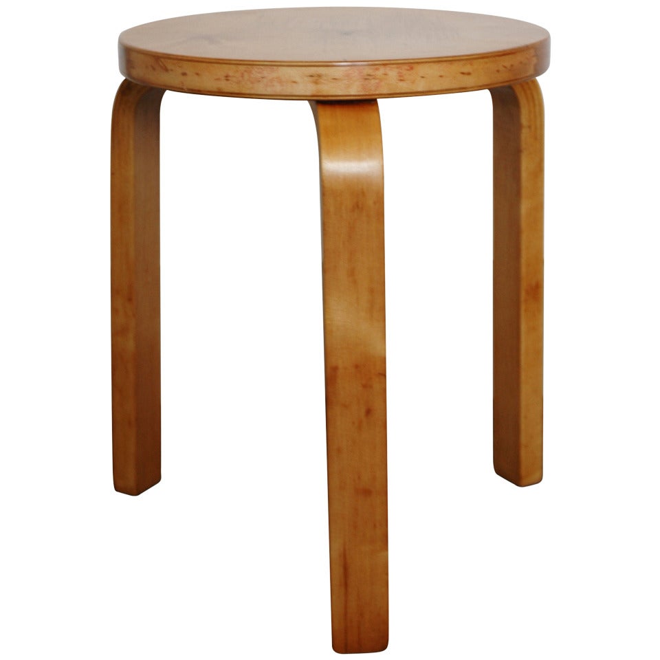 Stool 60 by Alvar Aalto and distributed by Finmar For Sale
