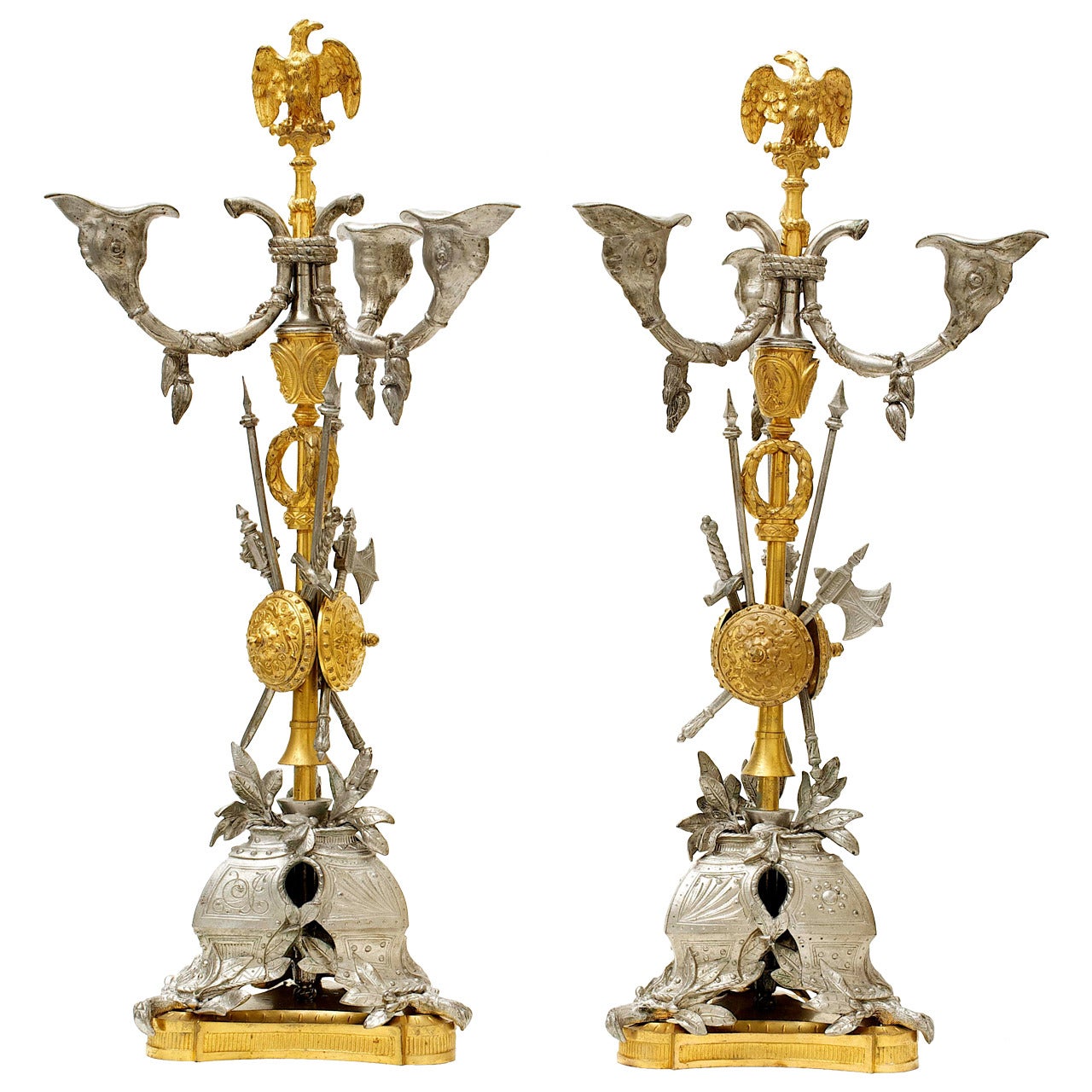 Candelabrum with Trophies 19th Century by N-G Gharpentier from J-F-T Gechter For Sale