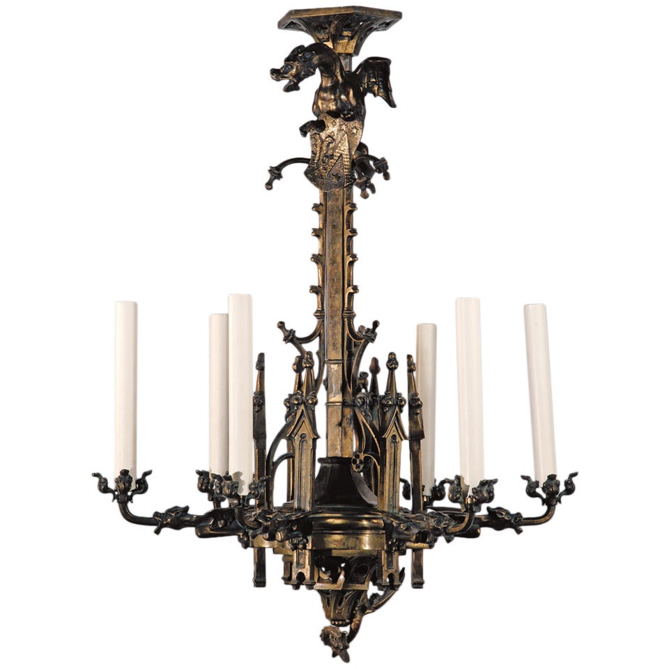 Chandelier with Blazon For Sale