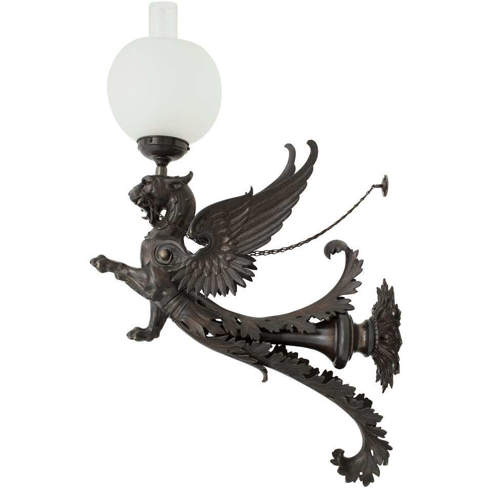 Wall Lamp Featuring a Griffin For Sale