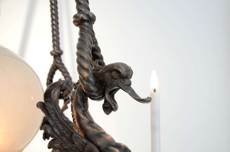 French Chandelier Decorated with Marine Dragons For Sale