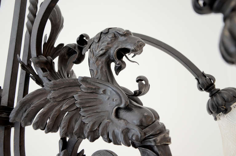 French Chandelier Decorated with Dragons For Sale