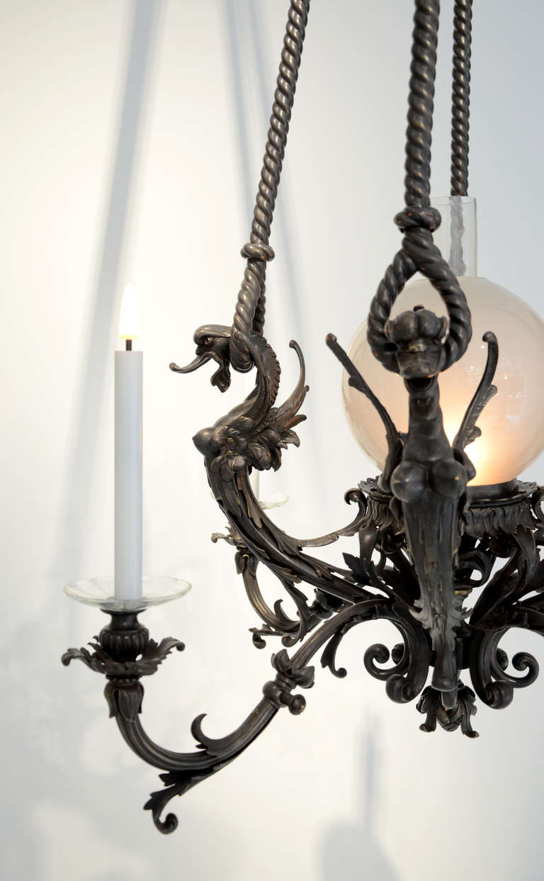 Chandelier Decorated with Marine Dragons In Excellent Condition For Sale In Paris, FR
