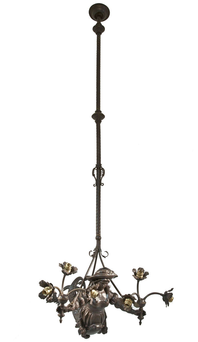 Gothic Revival Ceiling Light Featuring a Mermaid For Sale