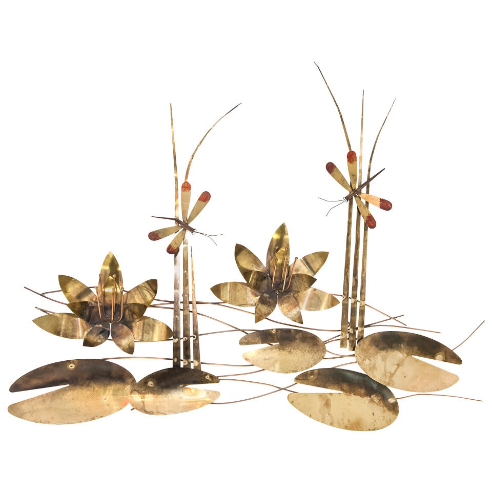 Curtis Jere Wall Sculpture with Dragonflies For Sale