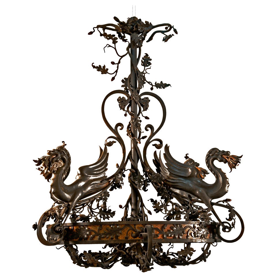 Chandelier Decorated with Dragons For Sale