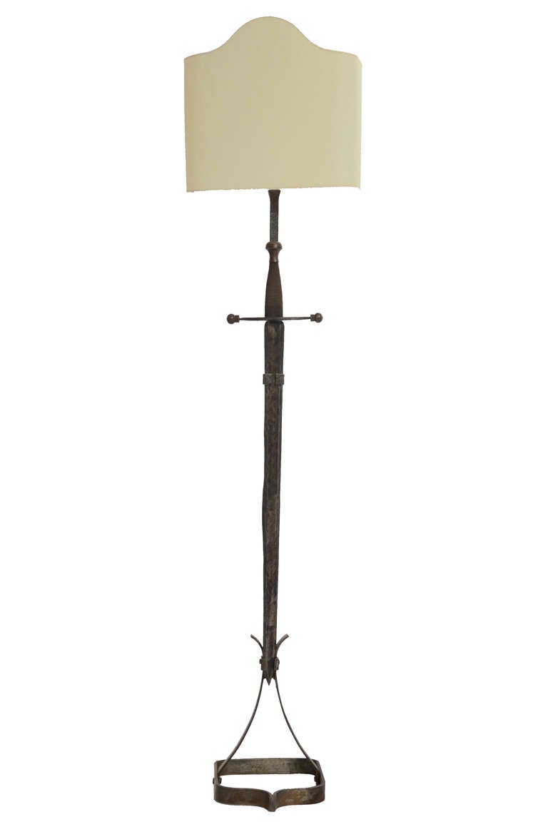 Wrought iron sword floor lamp